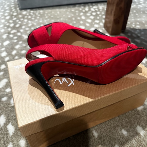 Christian Louboutin Red Open Toe Sling Back Pump. Size 38.5 - Picture 13 of 13